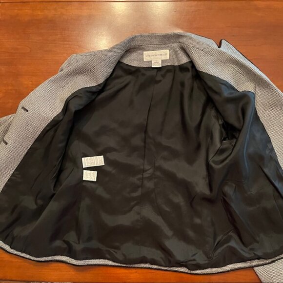 Jones New York Suit Blazer Jacket Size 10 Houndstooth Black White Three Button - Picture 14 of 15